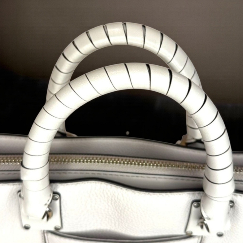 Rebecca Minkoff Winter White Whipstitch Handle Satchel Bag - Picture 3 of 4